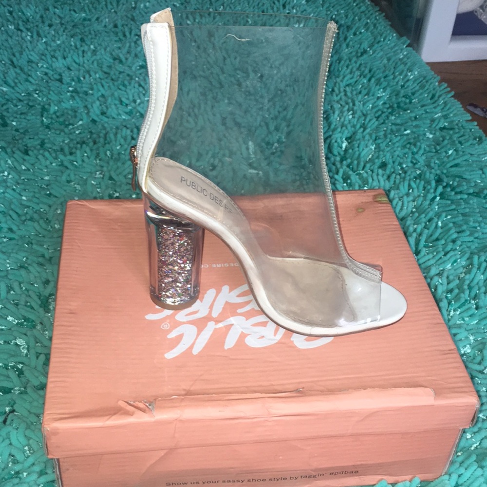 Clear And Glitter Heel Super Cute